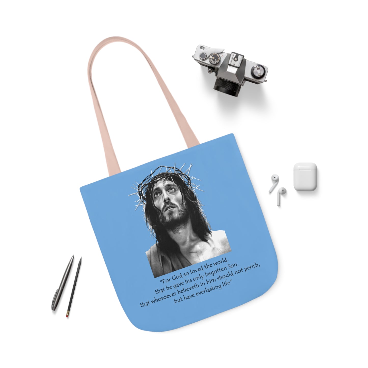 John 3:16 - Canvas Tote Bag, 5-Color Straps - Religion - Easter