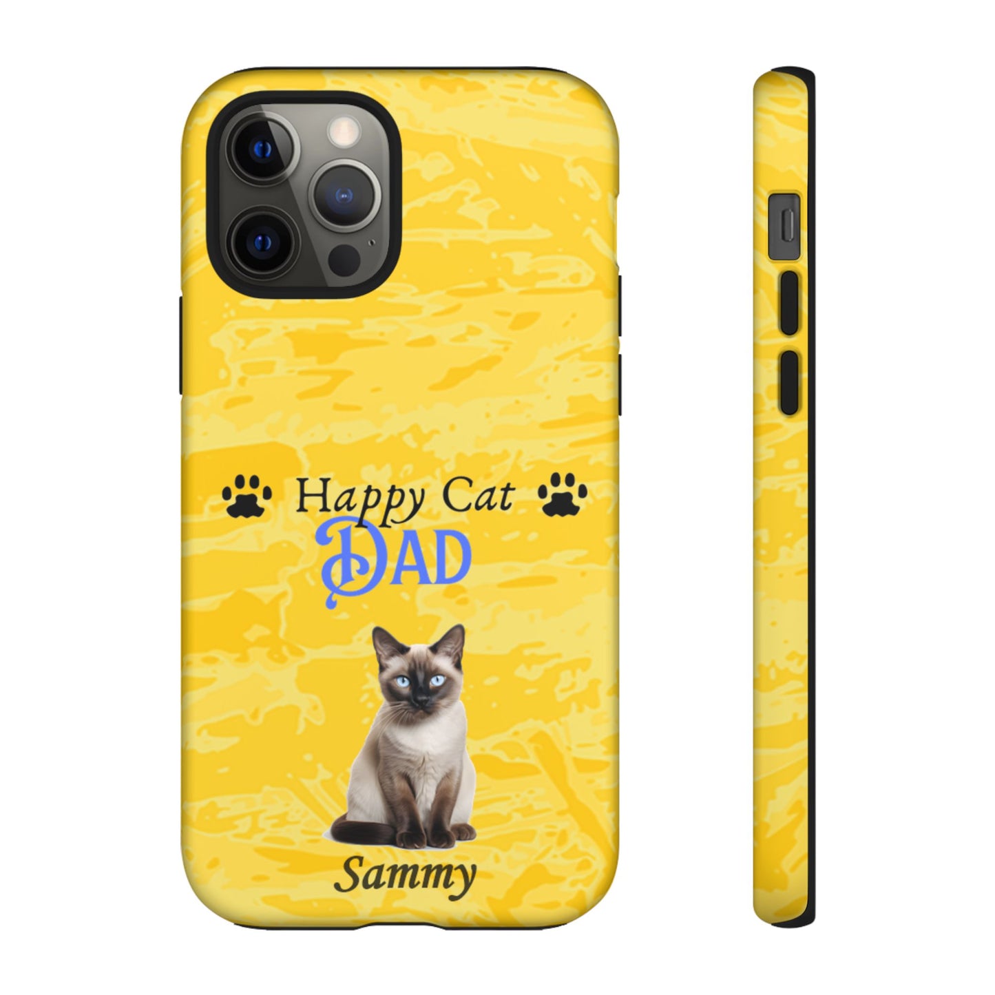 Happy Cat Dad - Personalized - Whimsical Phone Cases - Father's Day