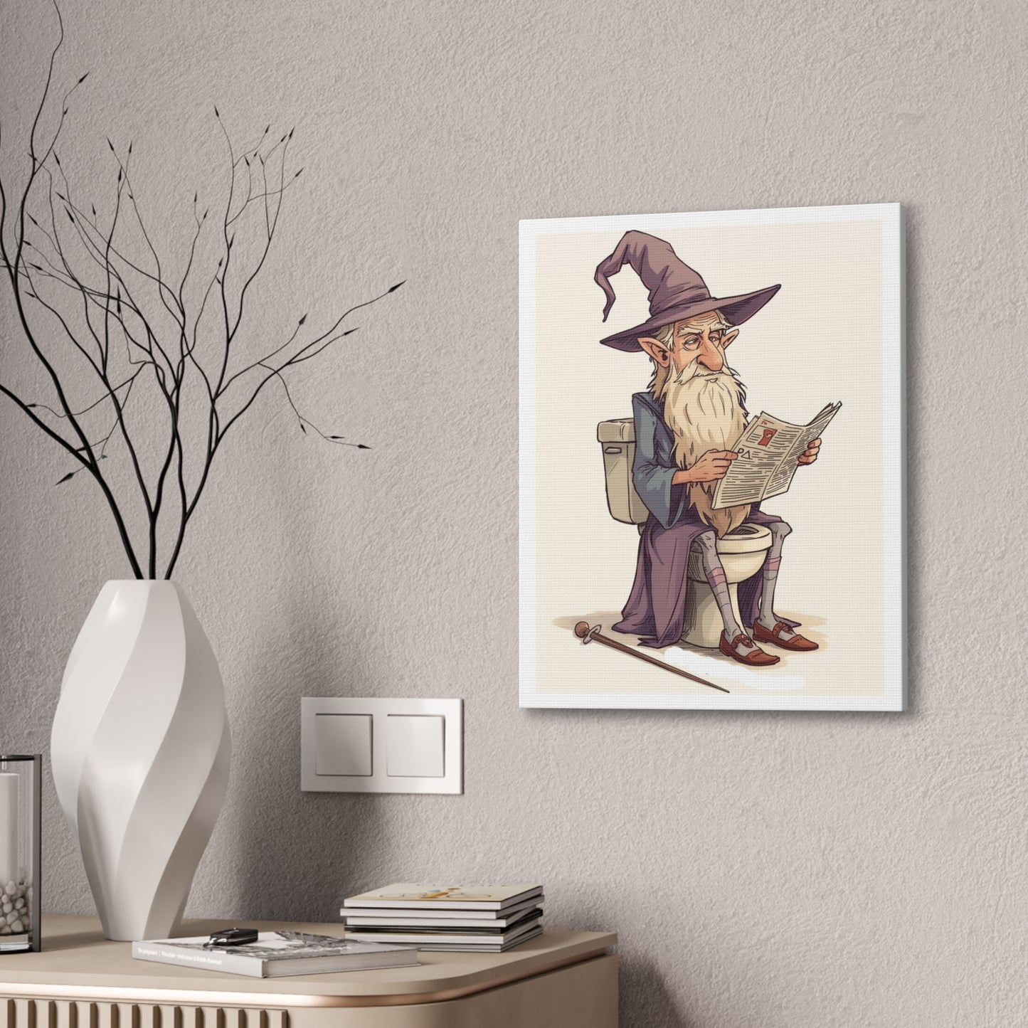Wizard on the John - Canvas Stretched, 0.75" - Wall Art 2026 - Bathroom Humor