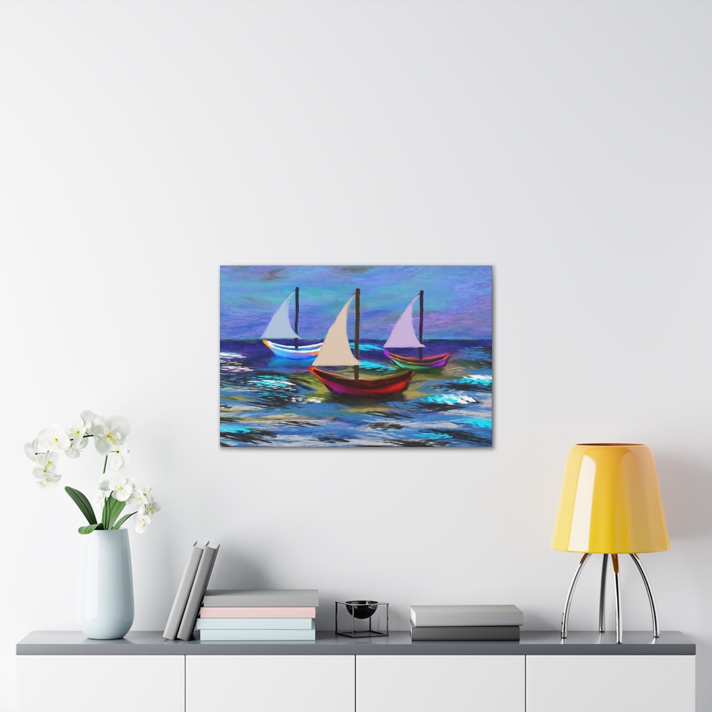 Sail Boats - Pastel _ Canvas Stretched, 0.75"