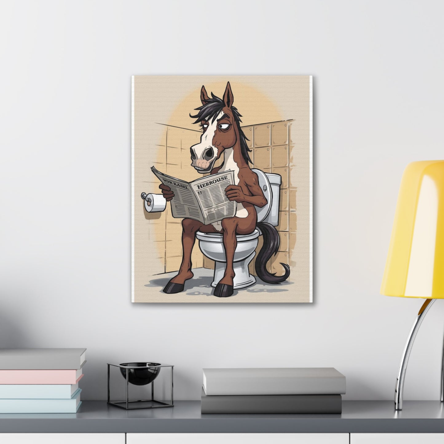 Horse on the can - Canvas Stretched, 0.75" - Wall Art 2026 - Bathroom Humor
