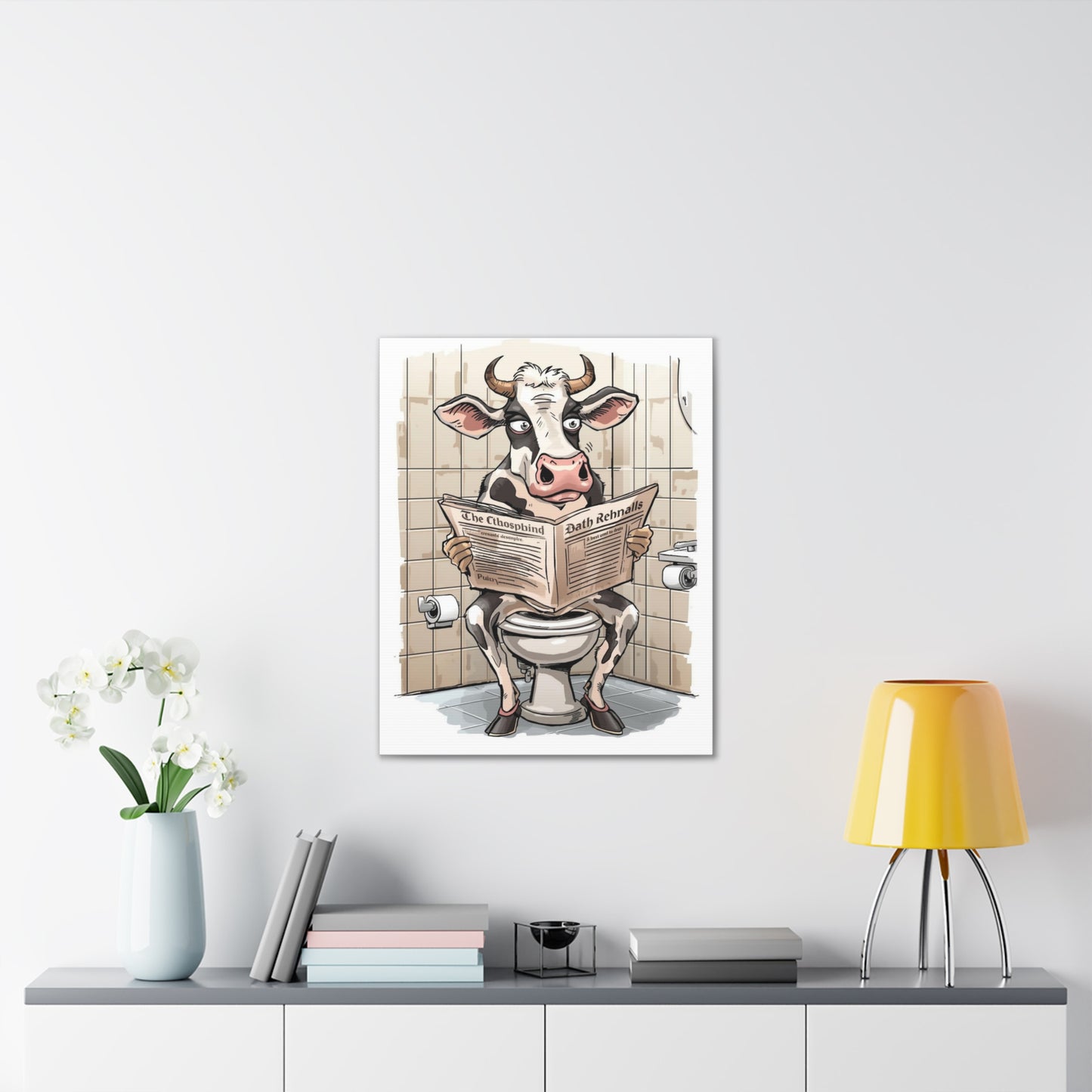 Steer in the John - Canvas Stretched, 0.75" - Wall Art 2026 - Bathroom Humor