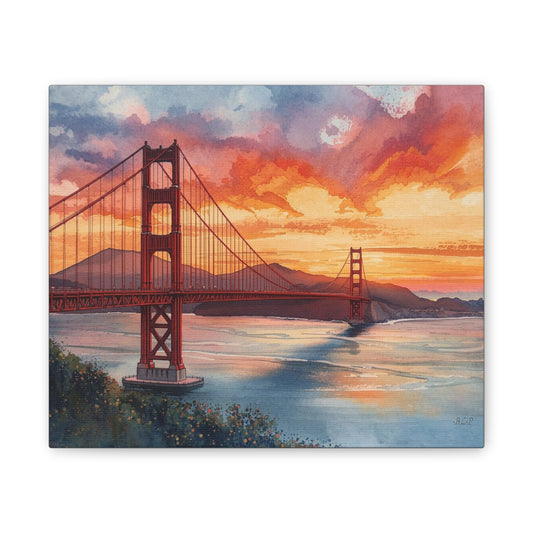 Golden Gate at Sunset = Canvas Stretched, 0.75" - Wall Art 2026 - Places