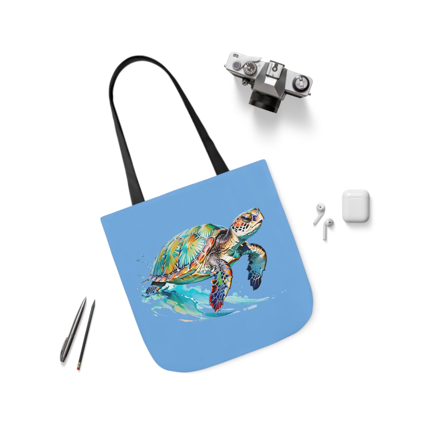 Turtle - Canvas Tote Bag, 5-Color Straps