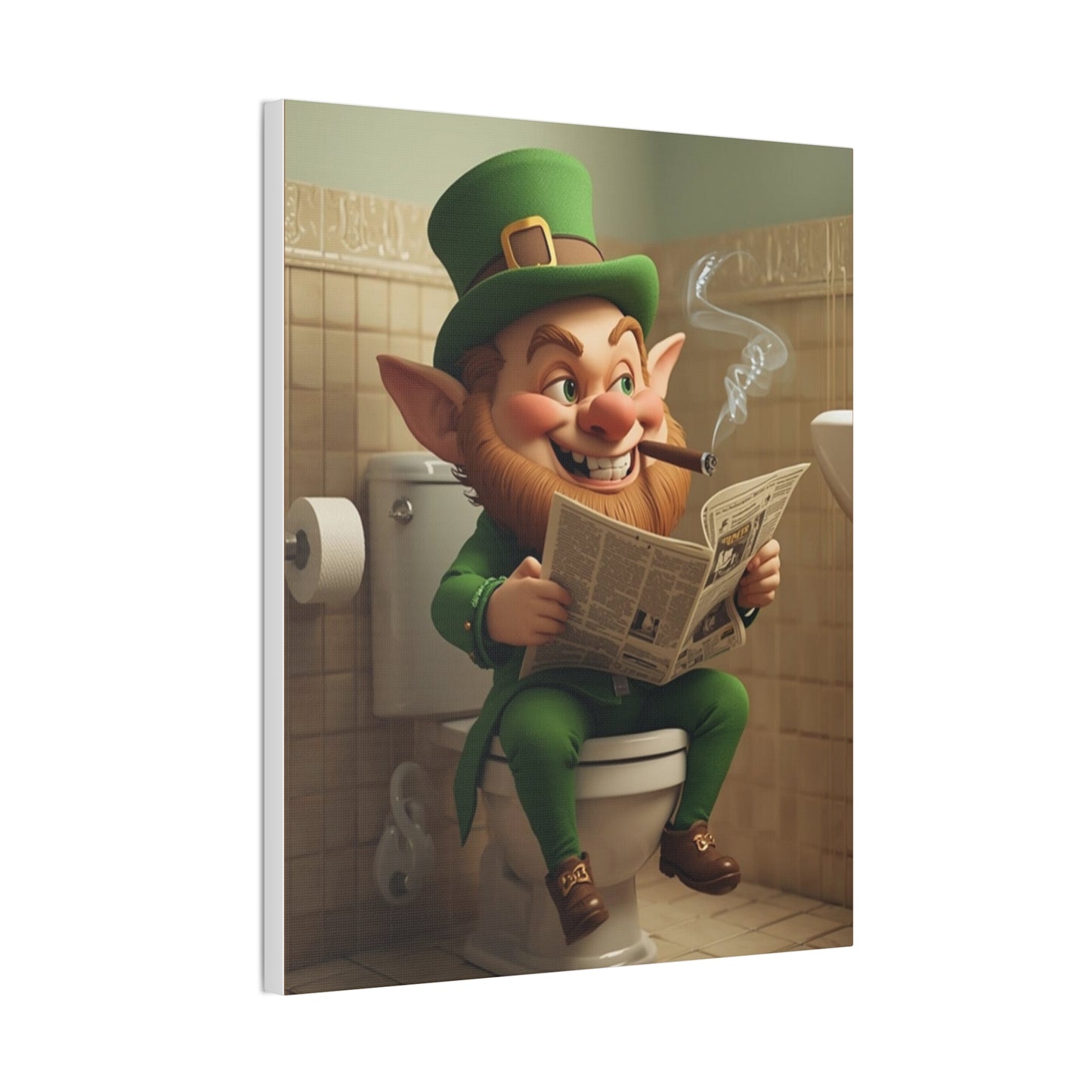 Leprechaun - Canvas Stretched, 0.75" - Wall art 2026 - Bathroom Humor