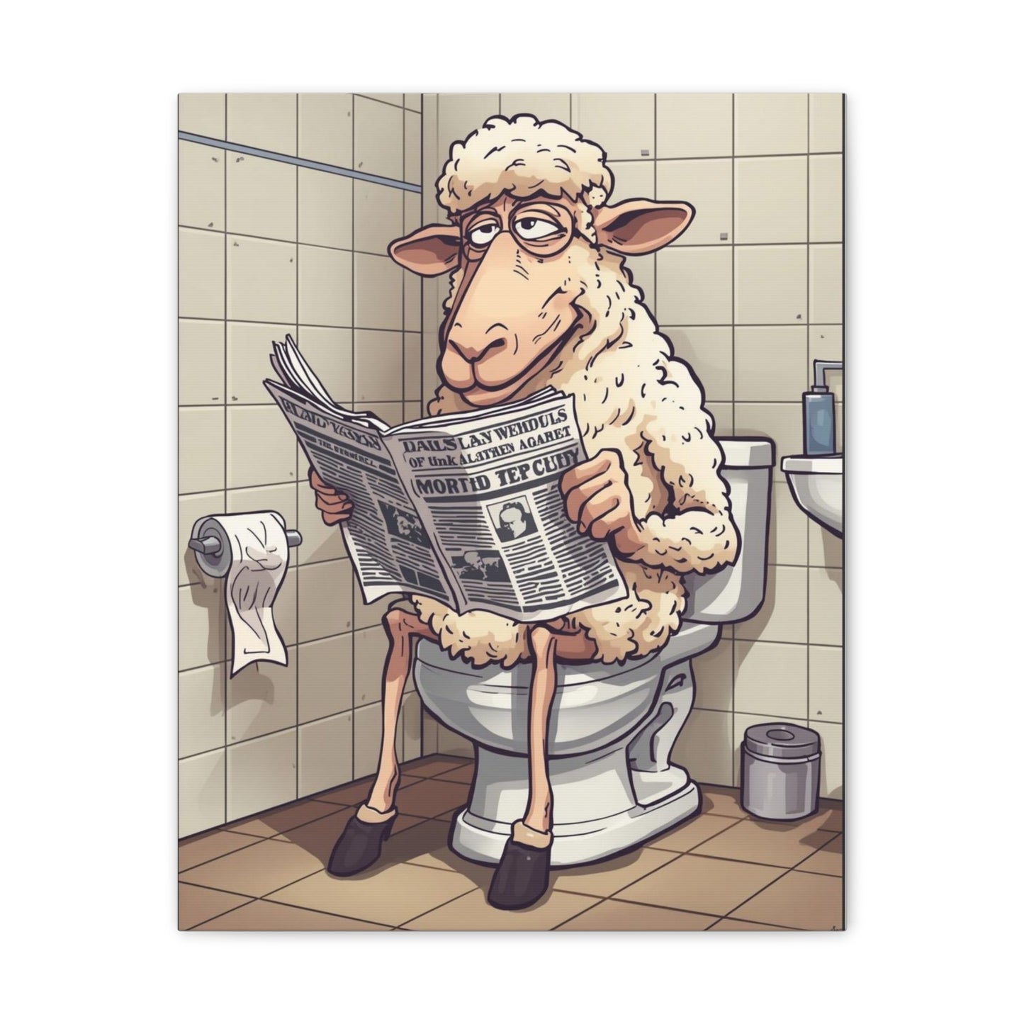 Sheep in the John - Canvas Stretched, 0.75" - Wall Art 2026 - Bathroom Humor