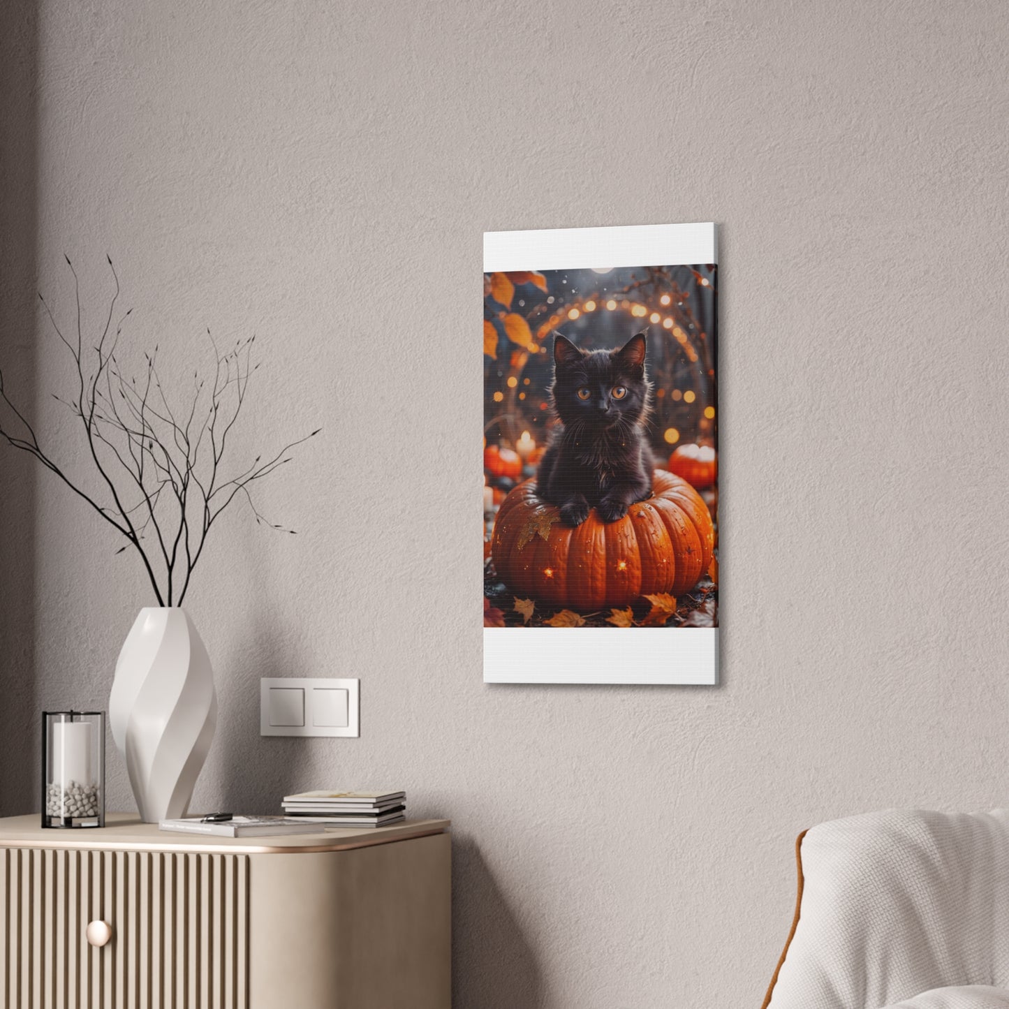 Kitty in Pumkin - Canvas Stretched, 0.75" - Halloween