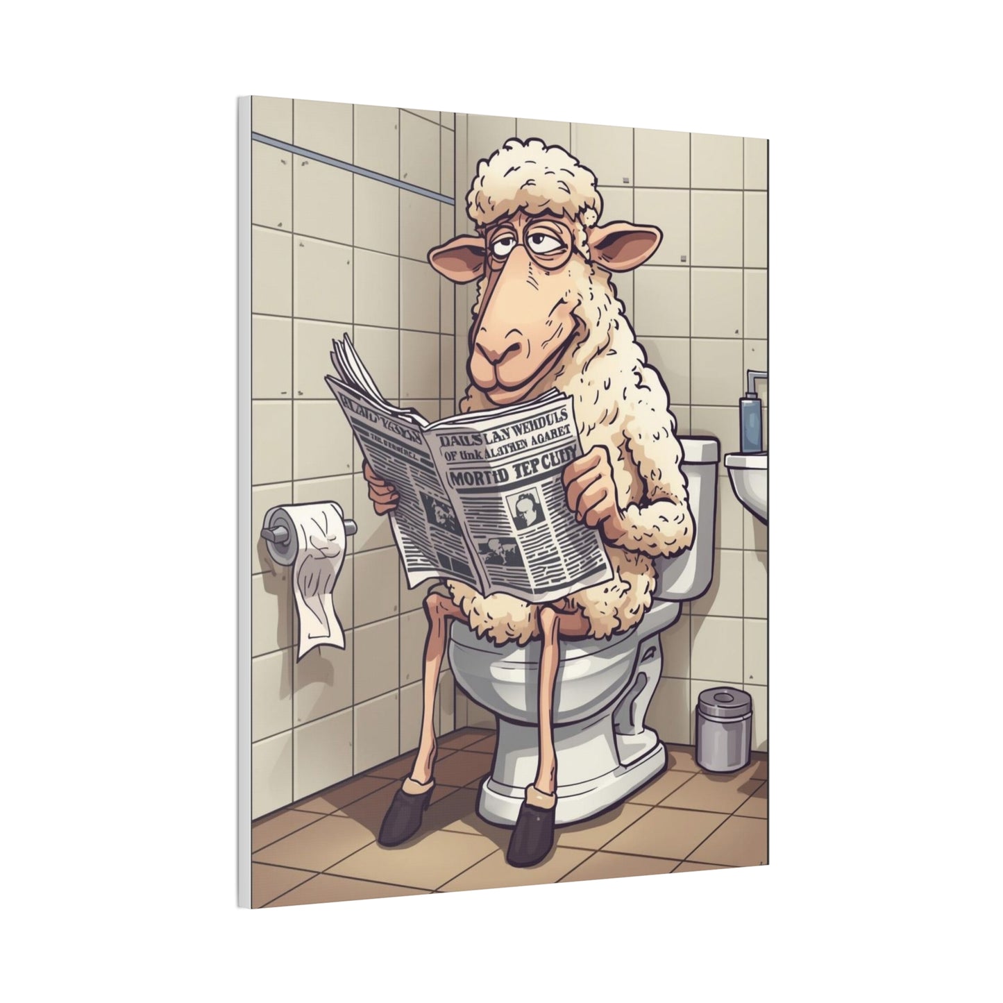 Sheep in the John - Canvas Stretched, 0.75" - Wall Art 2026 - Bathroom Humor