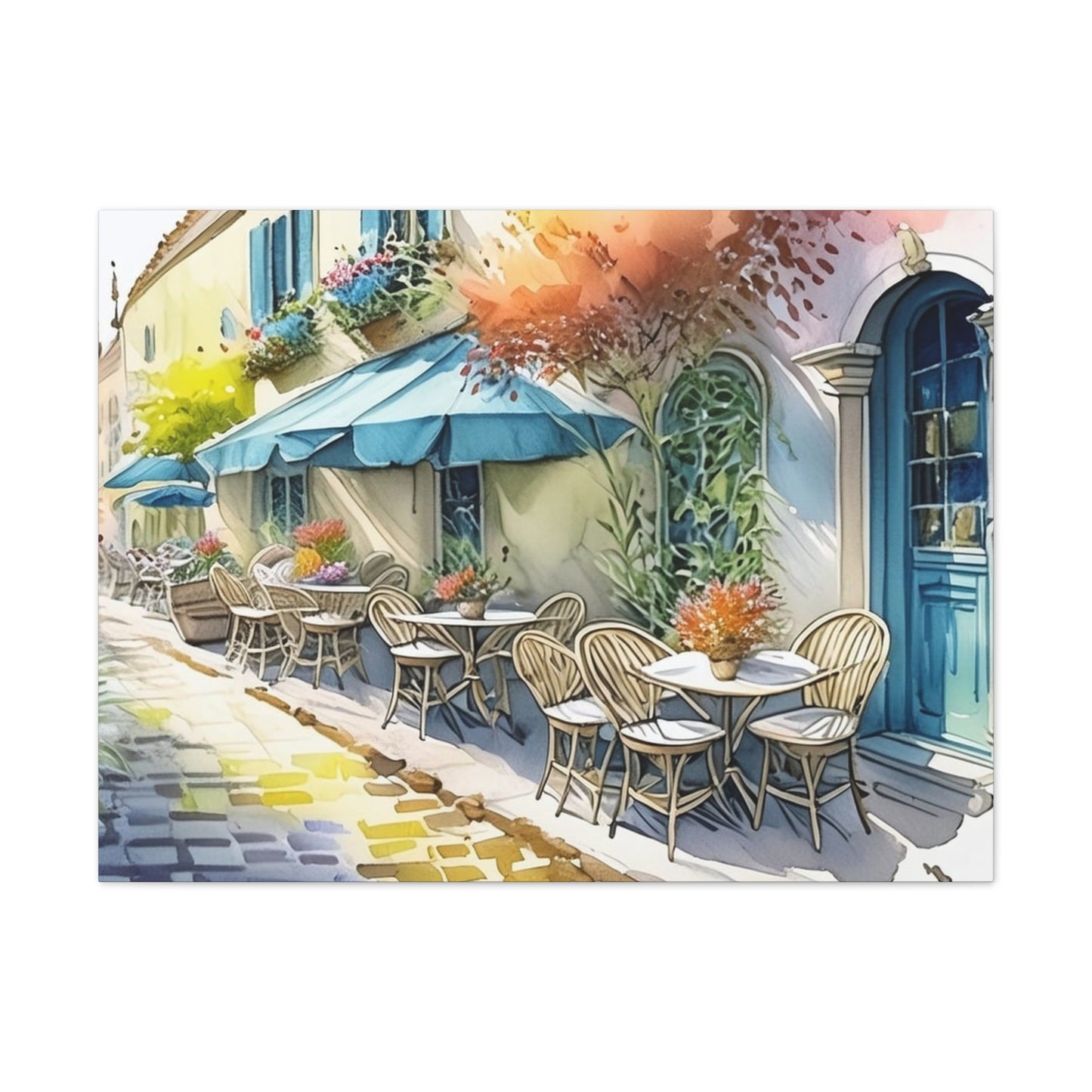 Street Cafe - Canvas Stretched, 0.75"