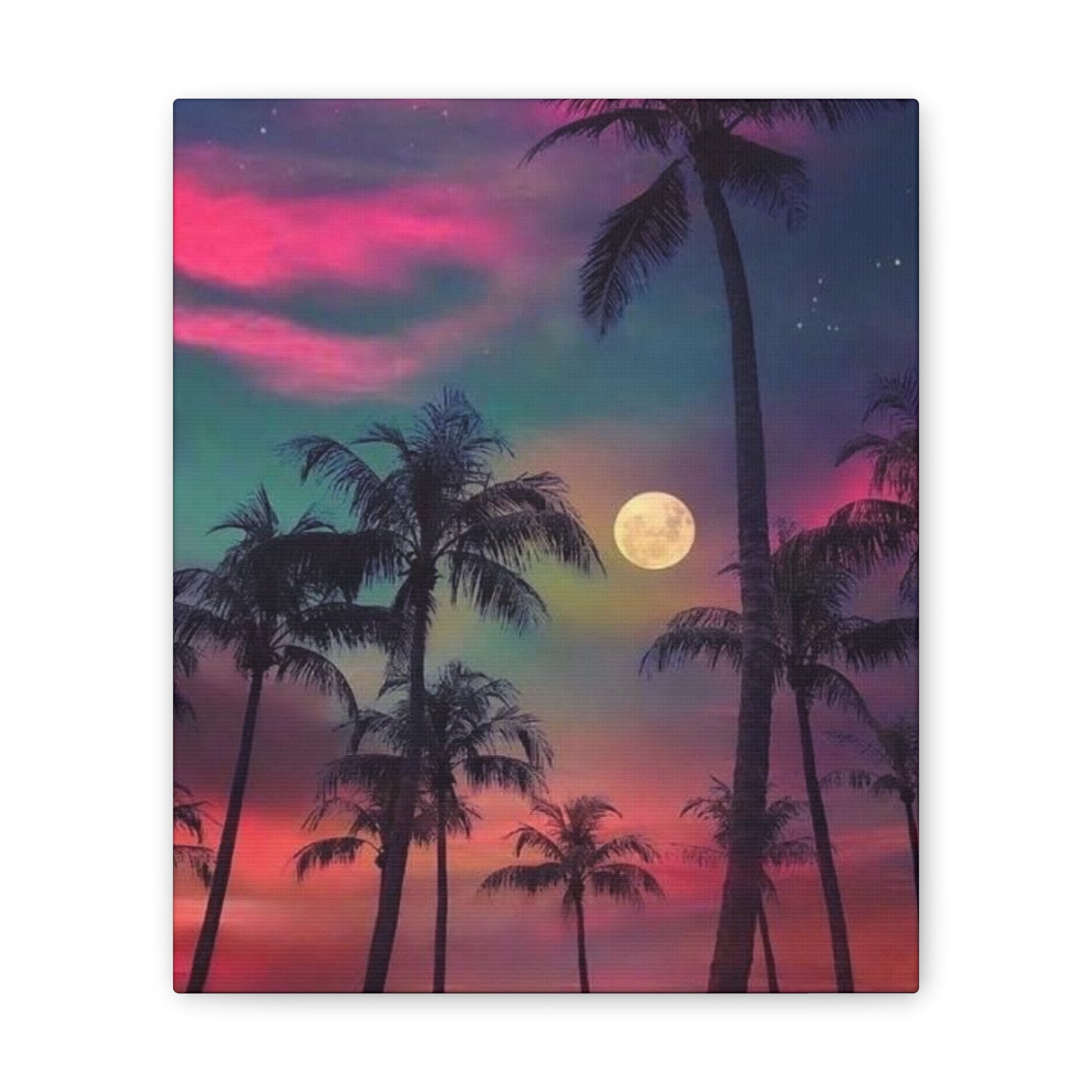 Moon Rise Palms - Canvas Stretched, 0.75"