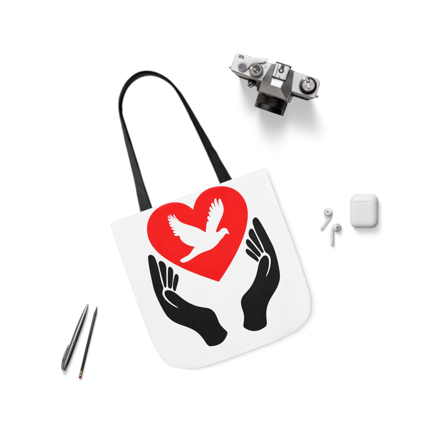 Heart and Hands - Canvas Tote Bag, 5-Color Straps