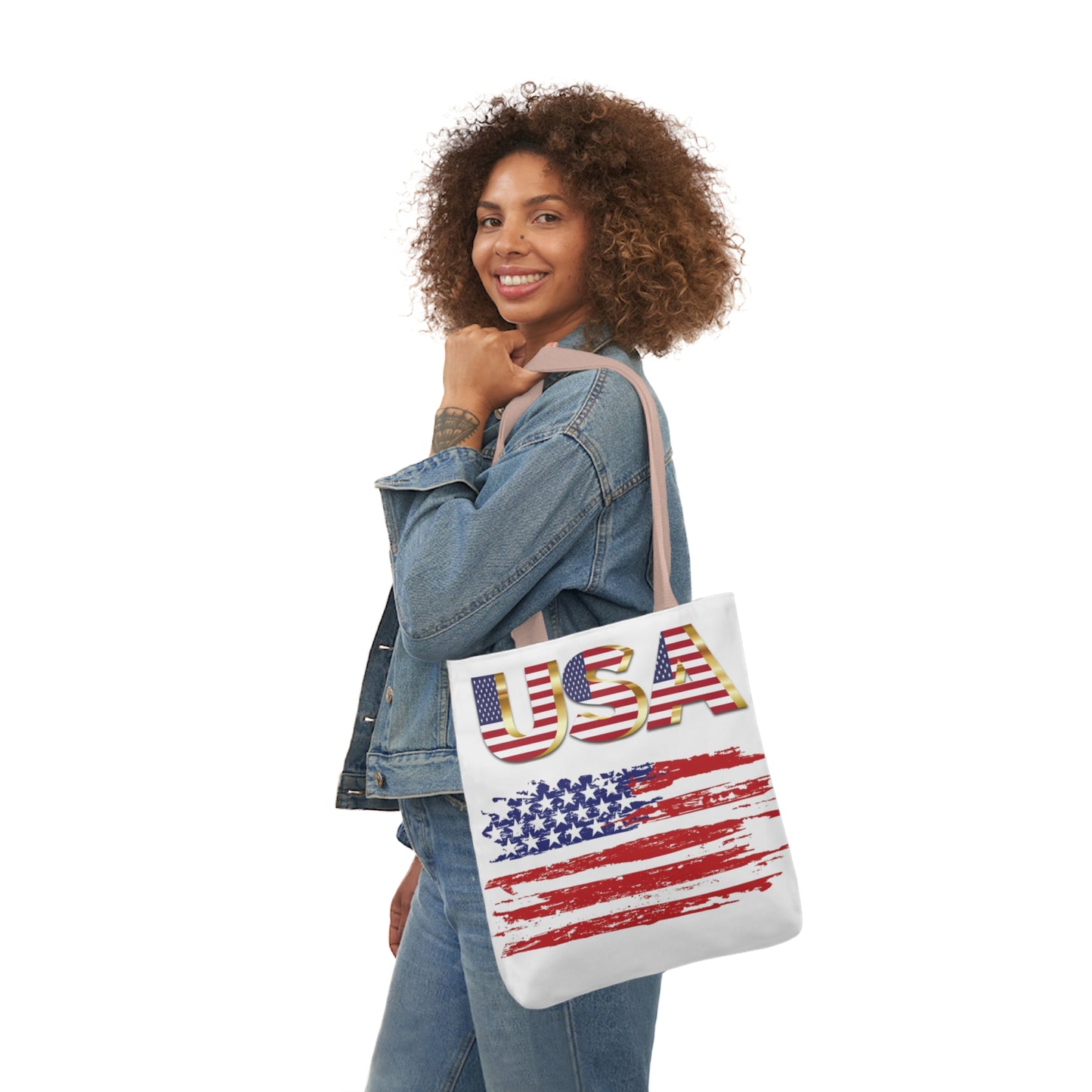 American - Canvas Tote Bag, 5-Color Straps - Patriotic