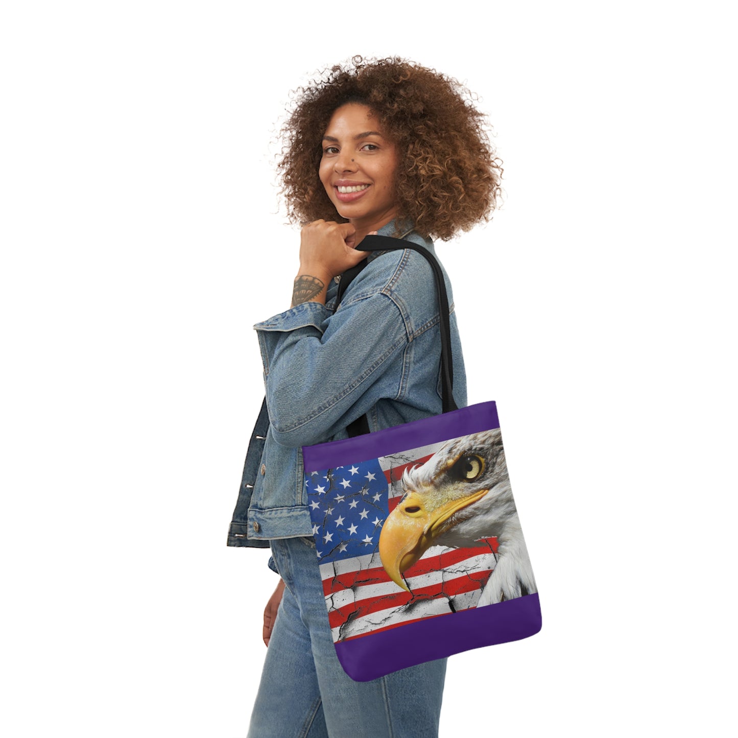 American Eagle - Canvas Tote Bag, 5-Color Straps - Patriotic