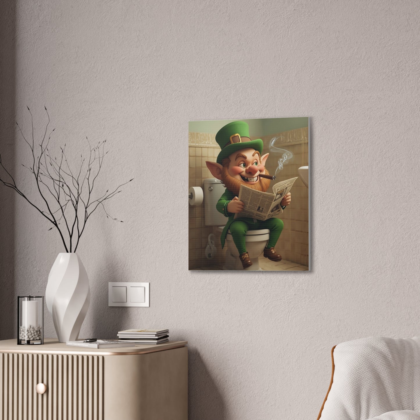 Leprechaun - Canvas Stretched, 0.75" - Wall art 2026 - Bathroom Humor