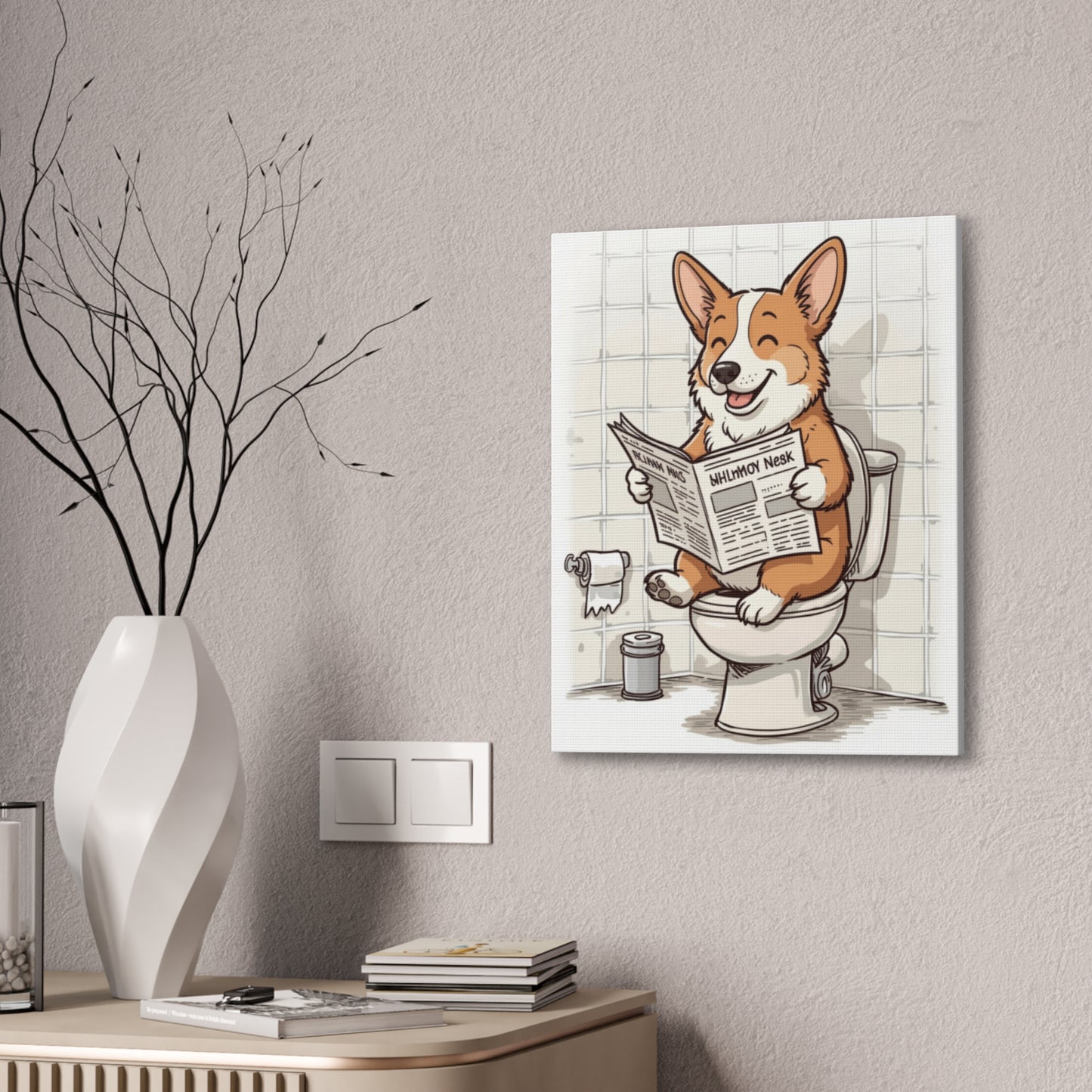 Corgi 0n the Pot - Canvas Stretched, 0.75"- Wall Art - 2026 - Bathroom Humor