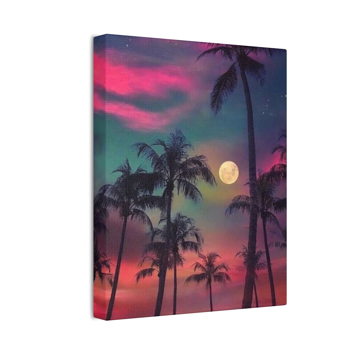 Moon Rise Palms - Canvas Stretched, 0.75"