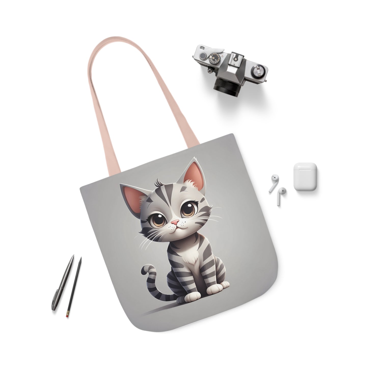 Kitty - Canvas Tote Bag, 5-Color Straps