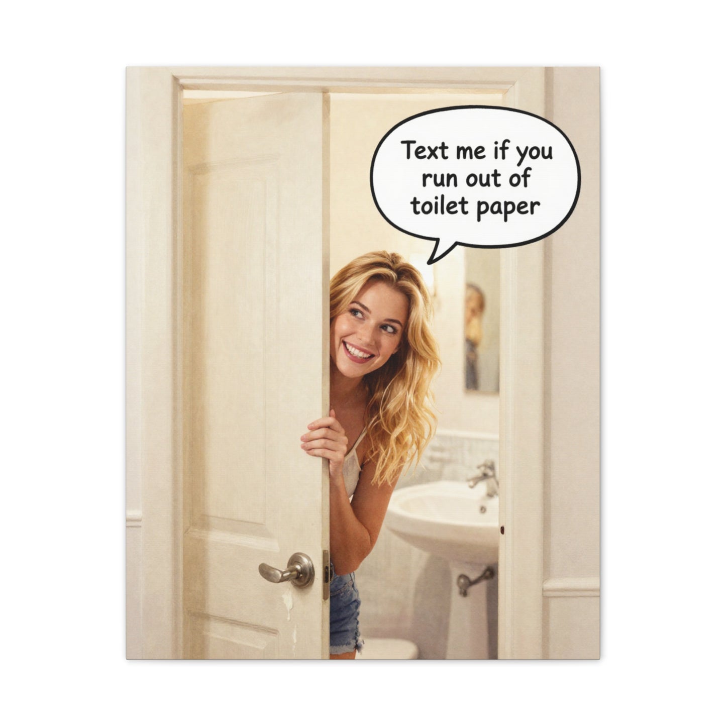 Text Me - Canvas Stretched, 0.75"- Wall Art 2026 - Bathroom Humor