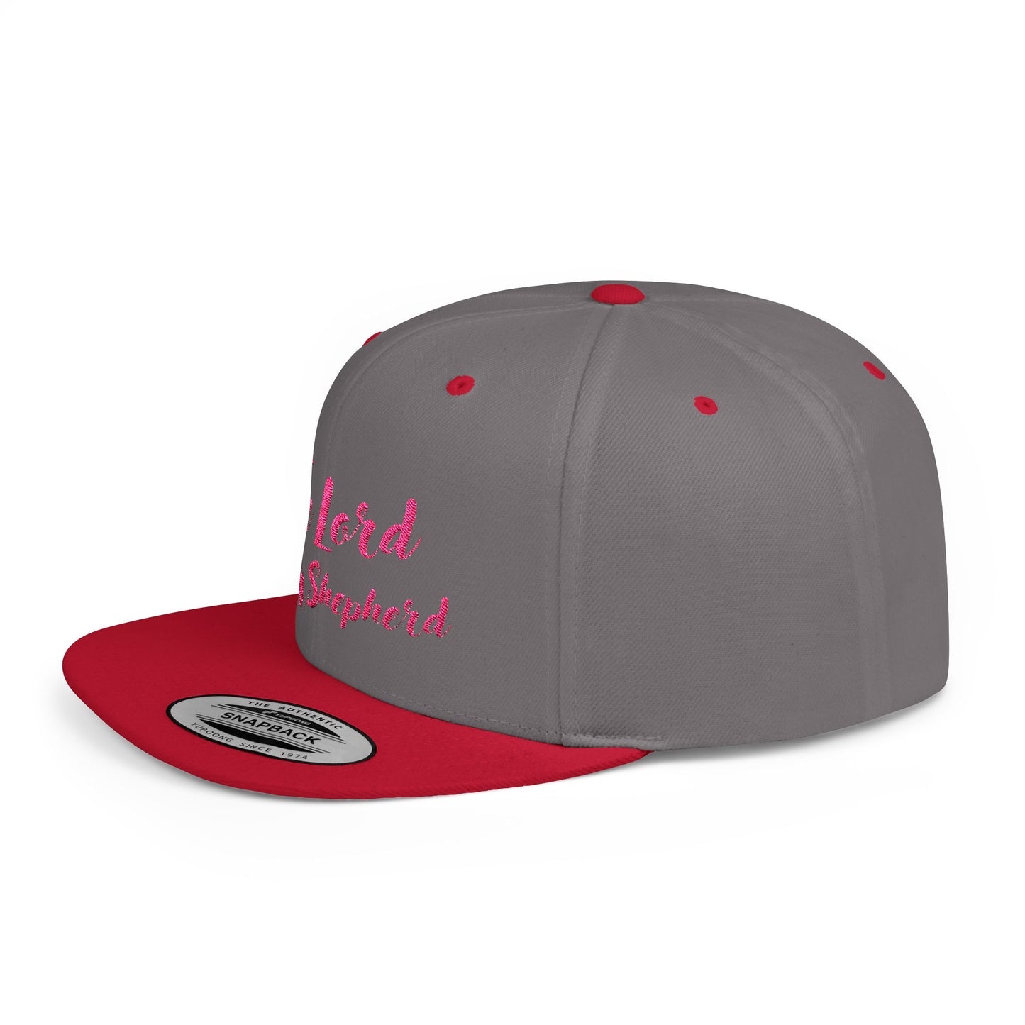 The Lord is My Shepherd - Pink - Embroidered - Flat Bill Snapback - Base Ball Cap - Easter - Mother's Day - Father's Day