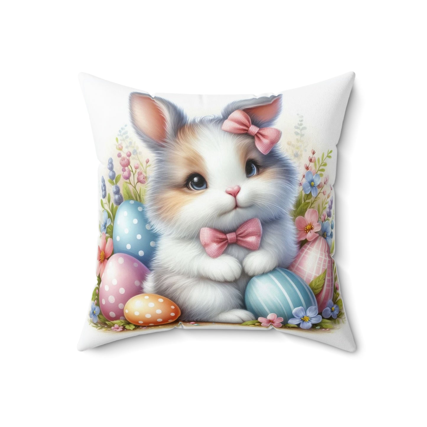 Bunny - Faux Suede Square Pillow - Easter