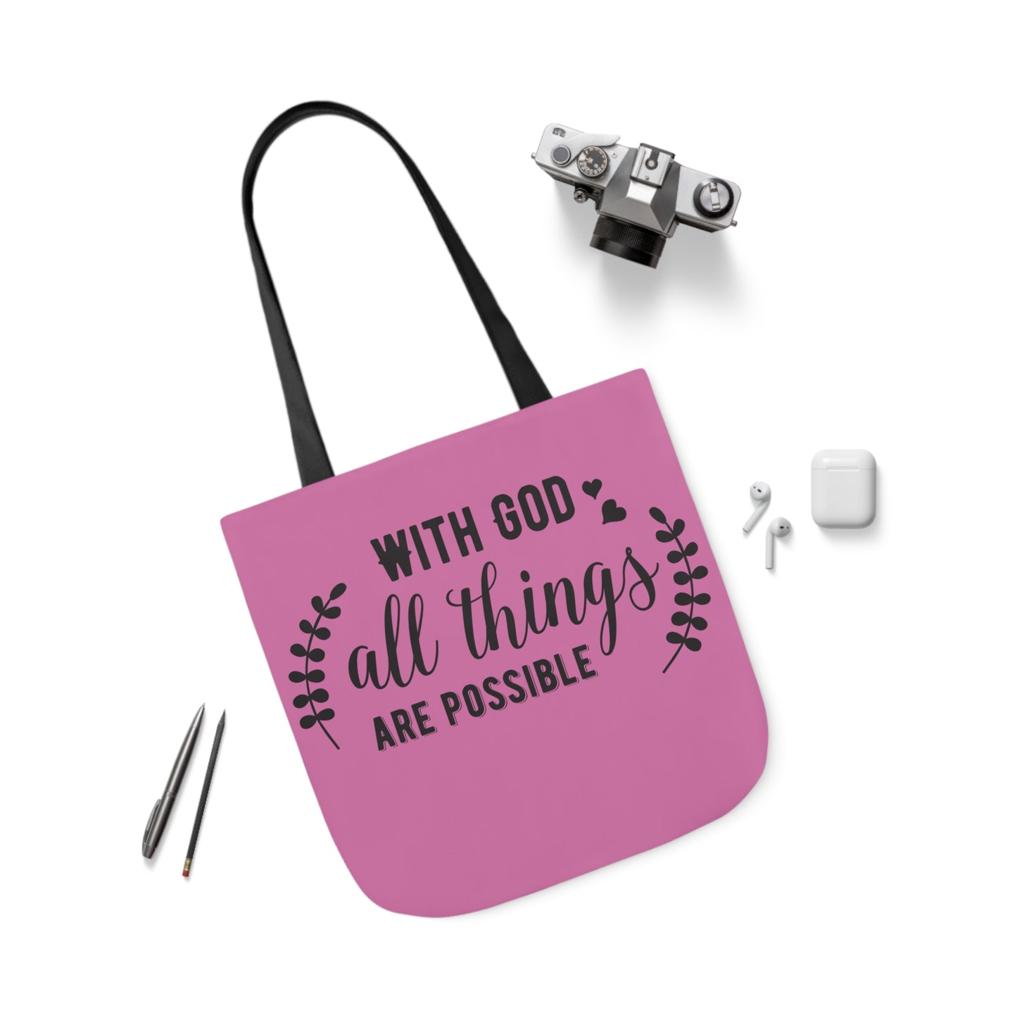 With God - Canvas Tote Bag, 5-Color Straps