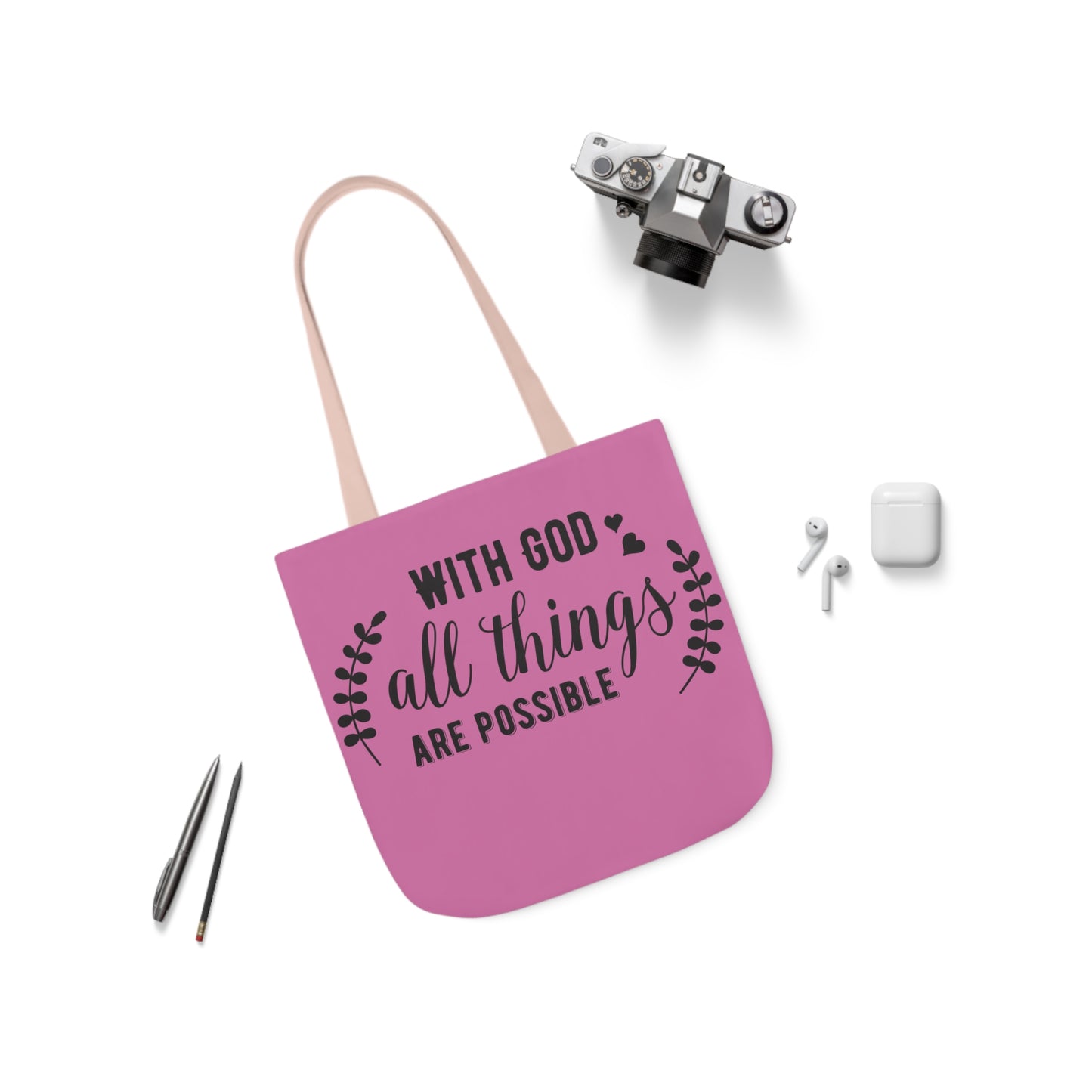 With God - Canvas Tote Bag, 5-Color Straps