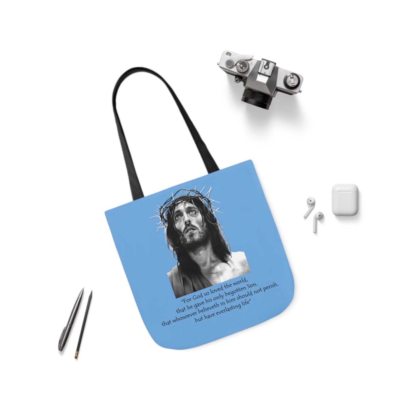 John 3:16 - Canvas Tote Bag, 5-Color Straps - Religion - Easter