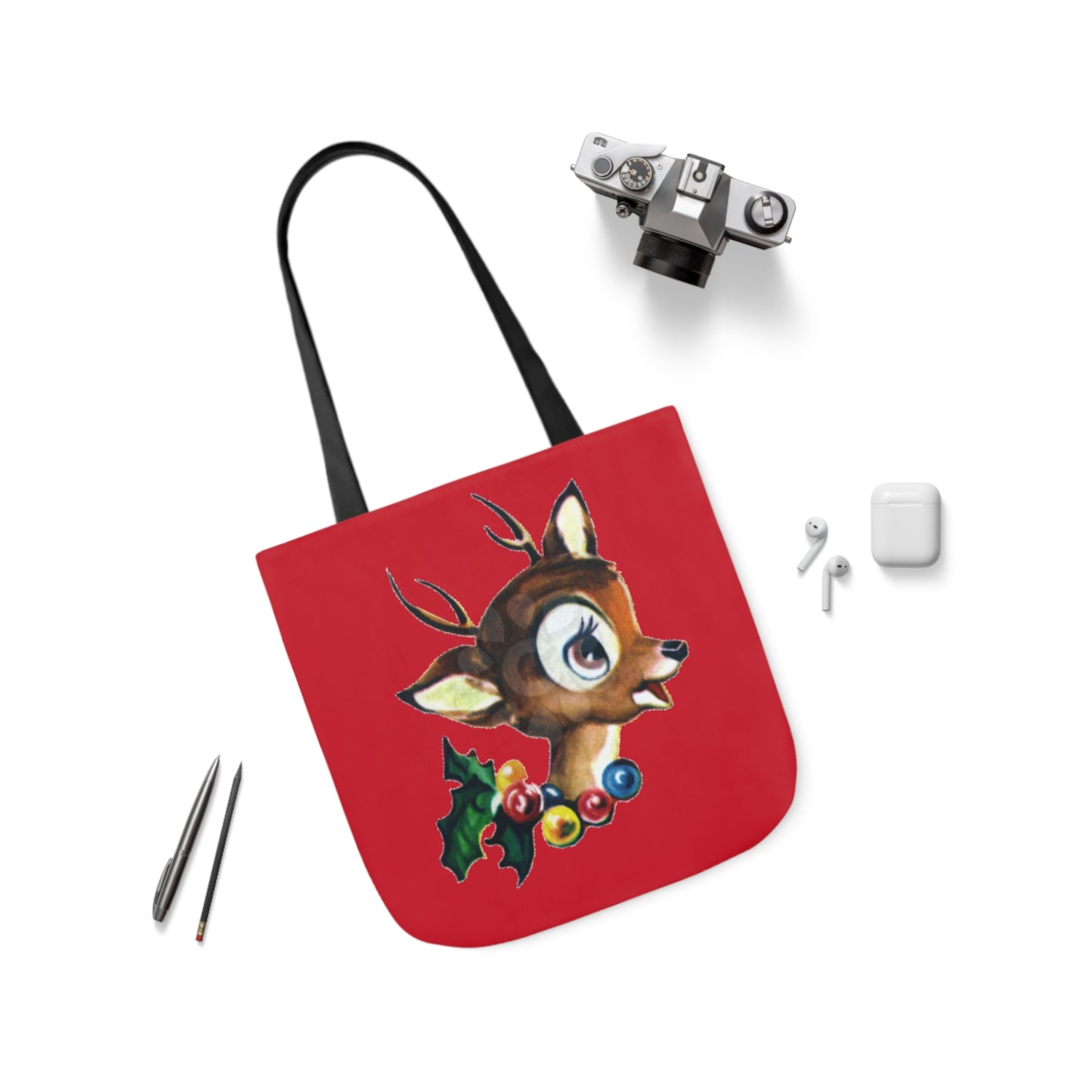 Baby Deer - Canvas Tote Bag, 5-Color Straps - Christmas