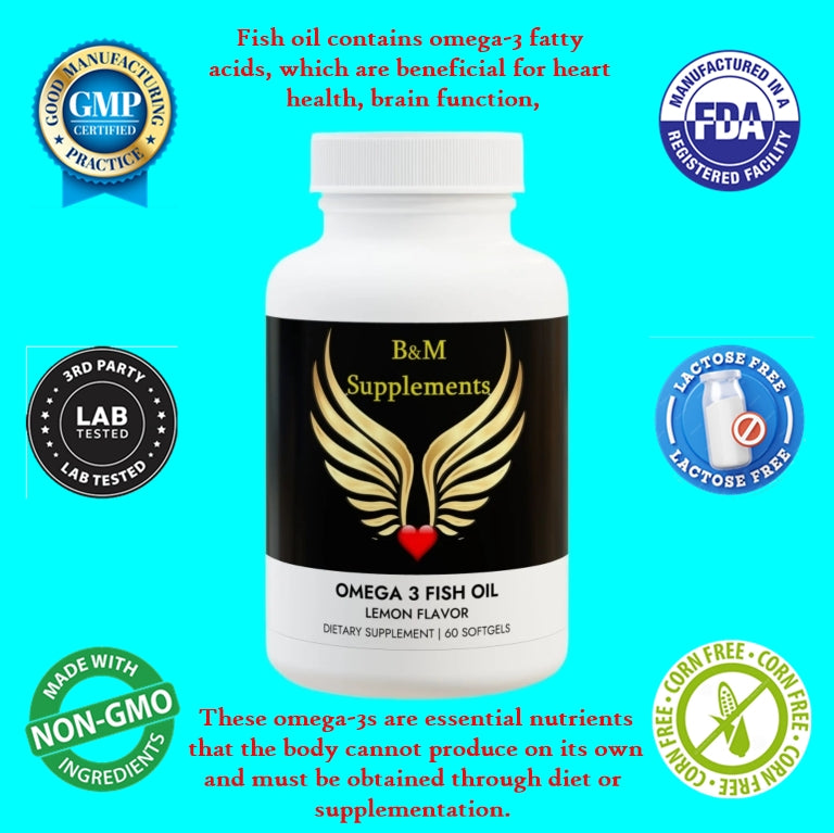 Omega 3 Fish Oil Supplement (60 Softgels)